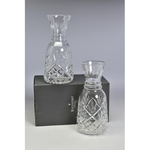 482 - A PAIR OF WATERFORD CRYSTAL LISMORE CARAFES, one boxed, stamped to base, height 23cm (2)