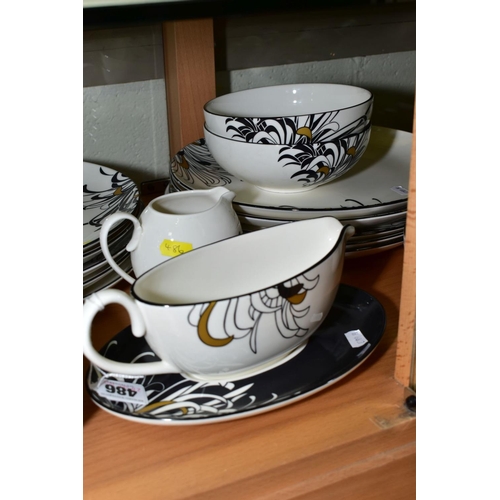 486 - DENBY MONSOON CHRYSANTHEMUM PART DINNER WARES, comprising gravy boat and stand, a milk/cream jug, te... 