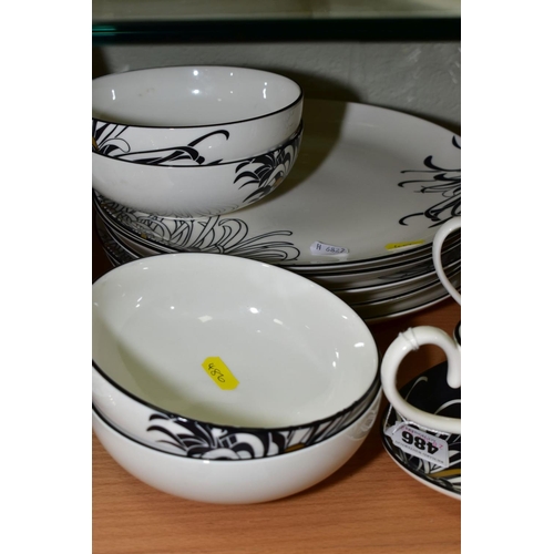 486 - DENBY MONSOON CHRYSANTHEMUM PART DINNER WARES, comprising gravy boat and stand, a milk/cream jug, te... 