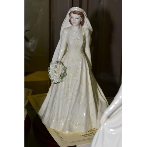 488 - SEVEN COALPORT LIMITED EDITION ROYAL BRIDES 'Princess Alexandra' No1235/7500 with plinth, 'Queen Vic... 