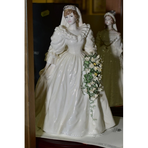 488 - SEVEN COALPORT LIMITED EDITION ROYAL BRIDES 'Princess Alexandra' No1235/7500 with plinth, 'Queen Vic... 