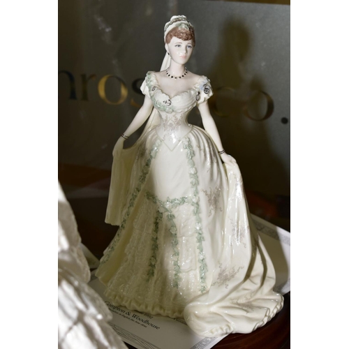 488 - SEVEN COALPORT LIMITED EDITION ROYAL BRIDES 'Princess Alexandra' No1235/7500 with plinth, 'Queen Vic... 