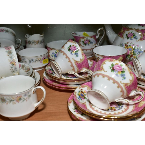 492 - ROYAL ALBERT 'LADY CARLYLE' TEAWARES, comprising teapot, milk jug, sugar bowl, five teacups, six sau... 