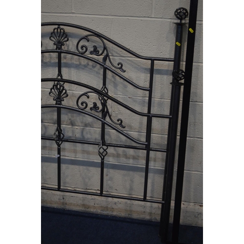 1302 - A MODERN METAL 4' BED FRAME with irons and slats