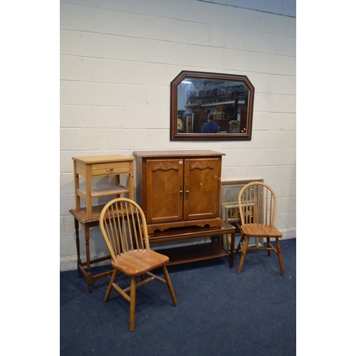 1331 - A QUANTITY OF OCCASIONAL FURNITURE, to include cherrywood two cabinet, oak occasional table, two pin... 