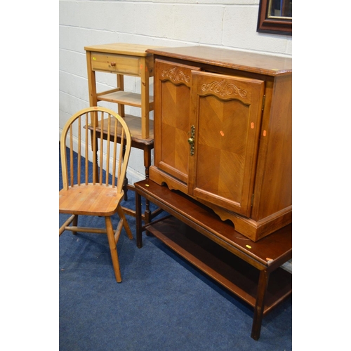 1331 - A QUANTITY OF OCCASIONAL FURNITURE, to include cherrywood two cabinet, oak occasional table, two pin... 