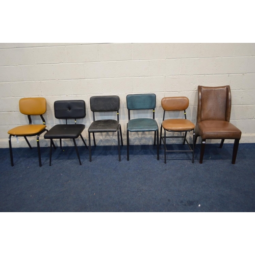 1339 - SIX VARIOUS MODERN DINING CHAIRS, of various colours and styles