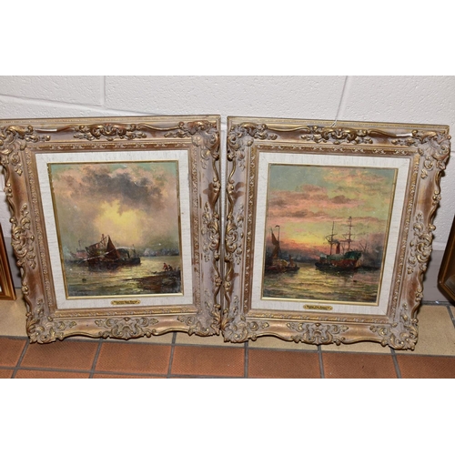 483 - WILLIAM THORNLEY (BRITISH 1857-1935) 'HOME FOR REPAIRS', a maritime scene of working boats in harbou... 