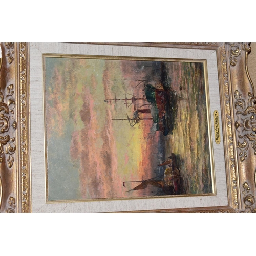 483 - WILLIAM THORNLEY (BRITISH 1857-1935) 'HOME FOR REPAIRS', a maritime scene of working boats in harbou... 