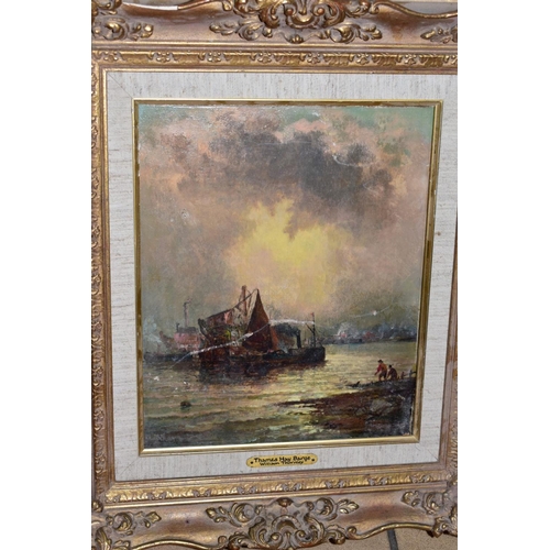 483 - WILLIAM THORNLEY (BRITISH 1857-1935) 'HOME FOR REPAIRS', a maritime scene of working boats in harbou... 