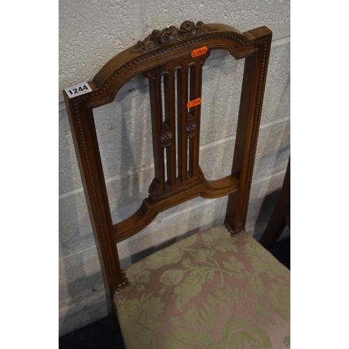 1314 - A PAIR OF EDWARDIAN WALNUT HALL CHAIRS together with an Edwardian mahogany bergere seated chair toge... 