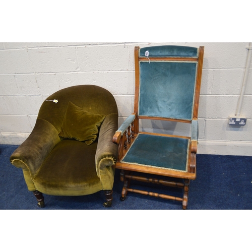 1314 - A PAIR OF EDWARDIAN WALNUT HALL CHAIRS together with an Edwardian mahogany bergere seated chair toge... 