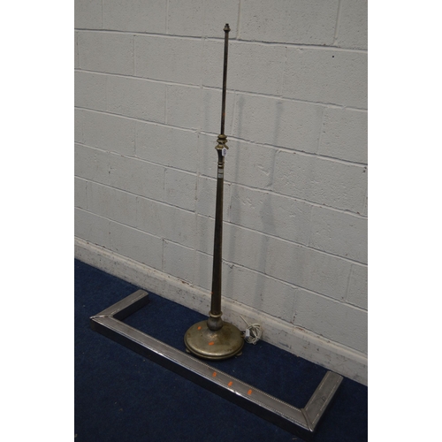 1316 - AN EARLY 20TH CENTURY ART DECO NICKEL PLATED TELESCOPIC STANDARD LAMP on a circular base, together w... 