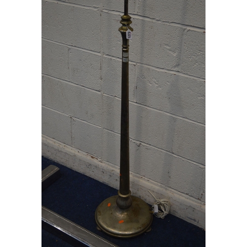 1316 - AN EARLY 20TH CENTURY ART DECO NICKEL PLATED TELESCOPIC STANDARD LAMP on a circular base, together w... 