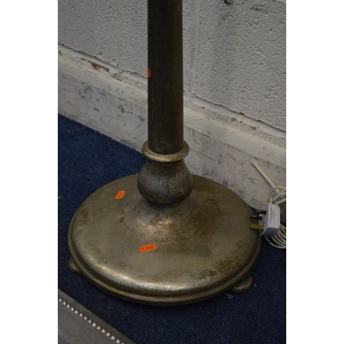 1316 - AN EARLY 20TH CENTURY ART DECO NICKEL PLATED TELESCOPIC STANDARD LAMP on a circular base, together w... 
