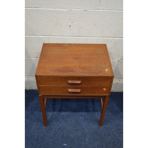 1323 - A MID 20TH CENTURY TEAK DANISH STYLE LAMP TABLE with two drawers, width 50cm x depth 39cm x height 5... 