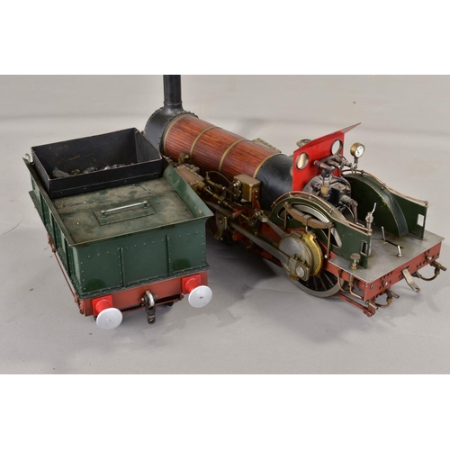 1 - A 5'' (127MM) GAUGE LIVE STEAM MODEL OF A CRAMPTON 4-2-0 LOCOMOTIVE AND TENDER, handbuilt well engin... 