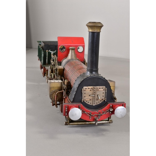 1 - A 5'' (127MM) GAUGE LIVE STEAM MODEL OF A CRAMPTON 4-2-0 LOCOMOTIVE AND TENDER, handbuilt well engin... 