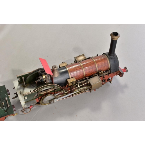 1 - A 5'' (127MM) GAUGE LIVE STEAM MODEL OF A CRAMPTON 4-2-0 LOCOMOTIVE AND TENDER, handbuilt well engin... 