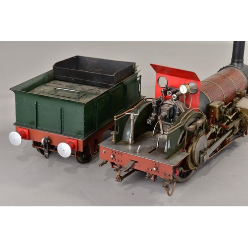 1 - A 5'' (127MM) GAUGE LIVE STEAM MODEL OF A CRAMPTON 4-2-0 LOCOMOTIVE AND TENDER, handbuilt well engin... 