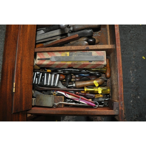 104 - THE CONTENTS OF A DRAWER FULL OF ENGINEERING AND ELECTRICAL TOOL, including files, wire cutter, clam... 