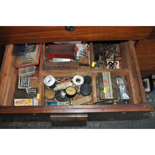 107 - THE CONTENTS OF ONE DRAWER, containing a quantity of engineers tools including punches, drifts, prec... 