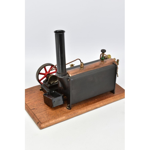 14 - A STUART TURNER LIVE STEAM ENGINE, not tested, horizontal copper boiler powering a single cylinder e... 