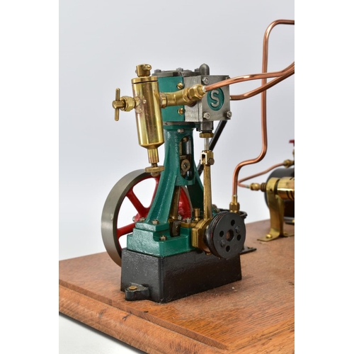 17 - A STUART TURNER GAS POWERED LIVE STEAM ENGINE, vertical boiler with injection pump and gas supply ta... 