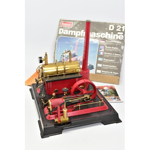 4 - A PART BOXED WILESCO D21 LIVE STEAM ENGINE, not tested, horizontal boiler mounted on tinplate brick ... 