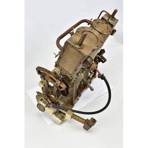 47 - A HANDBUILT MODEL VERTICAL TWIN CYLINDER MARINE ENGINE, not tested, in need of some minor attention,... 