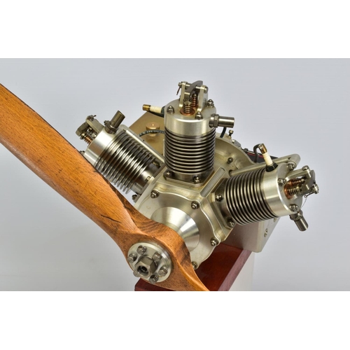 49 - A HANDBUILT MODEL THREE CYLINDER RADIAL AIRCRAFT ENGINE, not tested, constructed and finished to a v... 