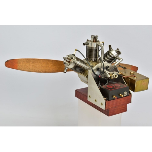 49 - A HANDBUILT MODEL THREE CYLINDER RADIAL AIRCRAFT ENGINE, not tested, constructed and finished to a v... 