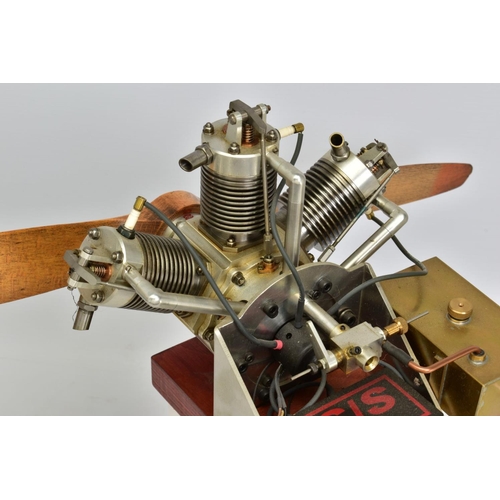 49 - A HANDBUILT MODEL THREE CYLINDER RADIAL AIRCRAFT ENGINE, not tested, constructed and finished to a v... 