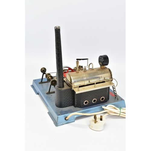 6 - AN UNBOXED WILESCO D222 LIVE STEAM ENGINE, not tested, horizontal electrically powered boiler mounte... 