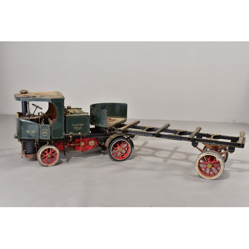 63 - A HANDBUILT 2 INCH SCALE LIVE STEAM MODEL OF A CLAYTON UNDERTYPE ARTICULATED STEAM WAGON, not tested... 