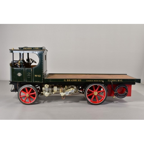 64 - A HANDBUILT 3 INCH SCALE LIVE STEAM MODEL OF AN ATKINSON 6 TON UNDERTYPE STEAM WAGON, not tested, co... 