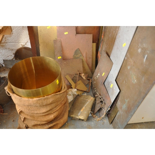 66 - A QUANTITY OF SHEET BRASS, COPPER, ALUMINIUM, STAINLESS AND STEEL, worked and unworked (15+)