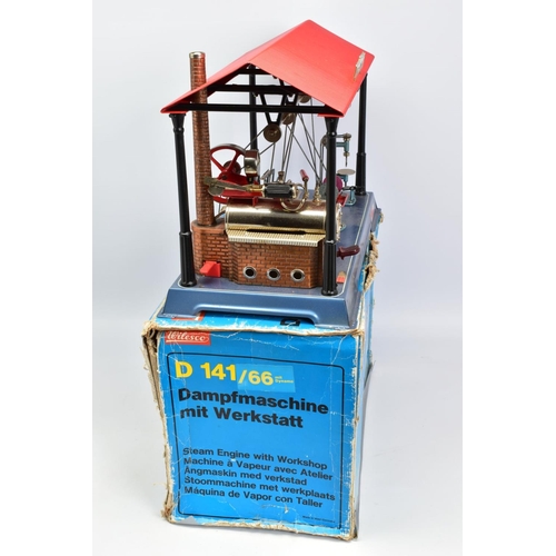 7 - A BOXED WILESCO D141/66 LIVE STEAM WORKSHOP WITH DYNAMO, not tested, horizontal boiler on tinplate b... 