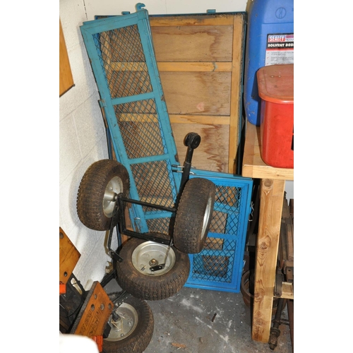 78 - A BLACK AND DECKER WORKMATE AND A DISASSEMBLED FOUR WHEELED TROLLEY, with Pnuematic tyres 112cm long... 