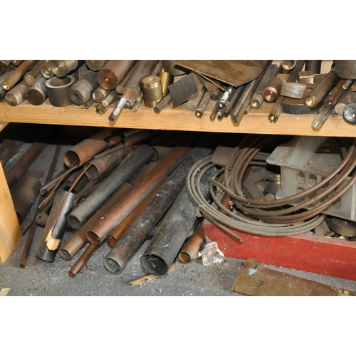 83 - A QUANTITY OF WORKED AND UNWORKED BRASS AND COPPER, pipes, sheets, bar and plates