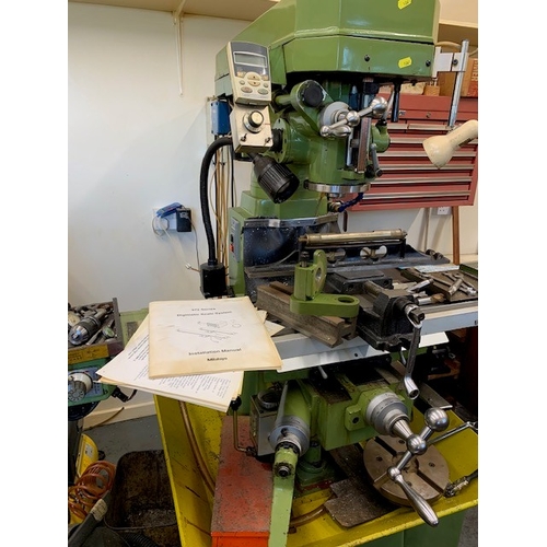 126 - A WARCO KV-VO-A13 MILLING MACHINE, with a Mituyoto Digimatic Scale System 240 V and a drawer full of... 