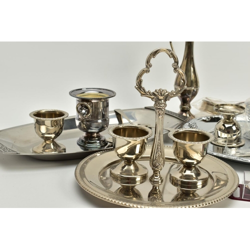 111 - A SMALL SELECTION OF METALWARE, to include two silver engine turn design napkin rings, hallmarked Bi... 