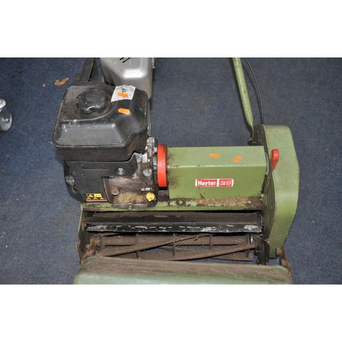 1118 - A VINTAGE HAYTER 20 PETROL CYLINDER MOWER with 20 inch cut and grass box (engine pulls freely but no... 