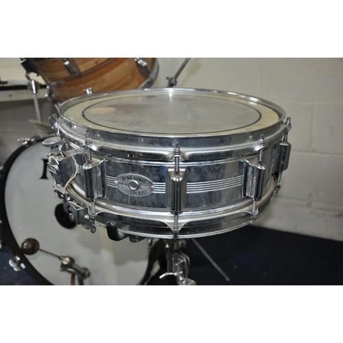 1121 - A 1978 ROGER DRUM KIT with butchers block finish, including a 22 inch x 14 inch kick drum, a 16 inch... 