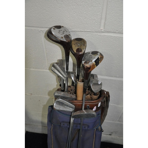 1151 - A VINTAGE GOLF BAG containing Wilson, George Nicholl clubs