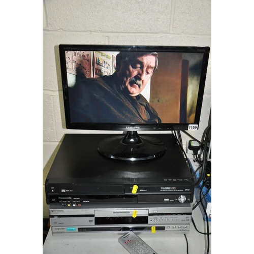 1159 - A SAMSUNG 19'' FSTV, a Toshiba 15'' FSTV, a Sony DVD player, a Panasonic DVD recorder (needs attenti... 