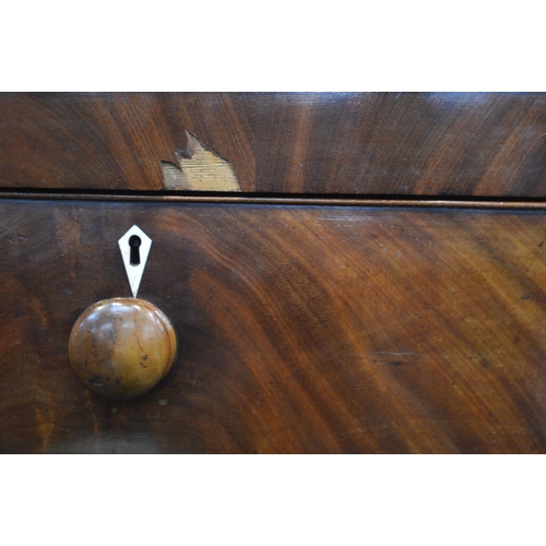 1228 - A VICTORIAN MAHOGANY BOW FRONT CHEST OF TWO OVER THREE LONG GRADUATED DRAWERS, on bracket feet, widt... 