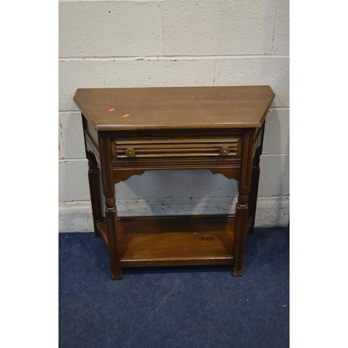 1241 - AN OAK DRESSER with three drawers, width 137cm x depth 43cm x height 182cm together with an oak hall... 