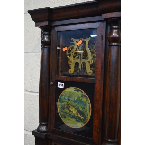 1265 - SETH THOMAS THOMASTON, USA, a nineteenth century rosewood wall clock, height 82cm (no dial)