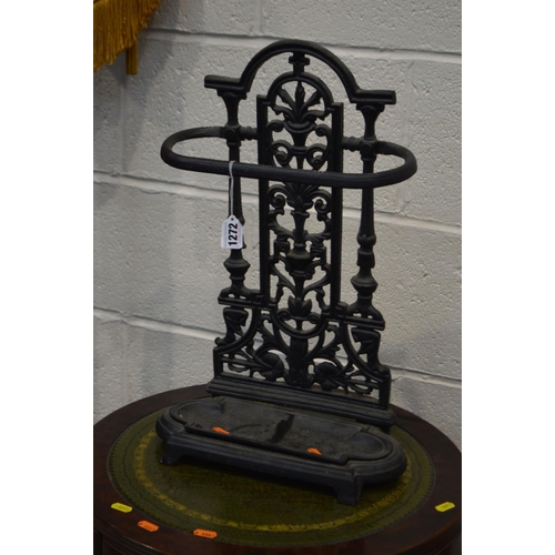 1272 - A QUANTITY OF OCCASIONAL FURNITURE to include a black cast iron umbrella stand, an early to mid twen... 